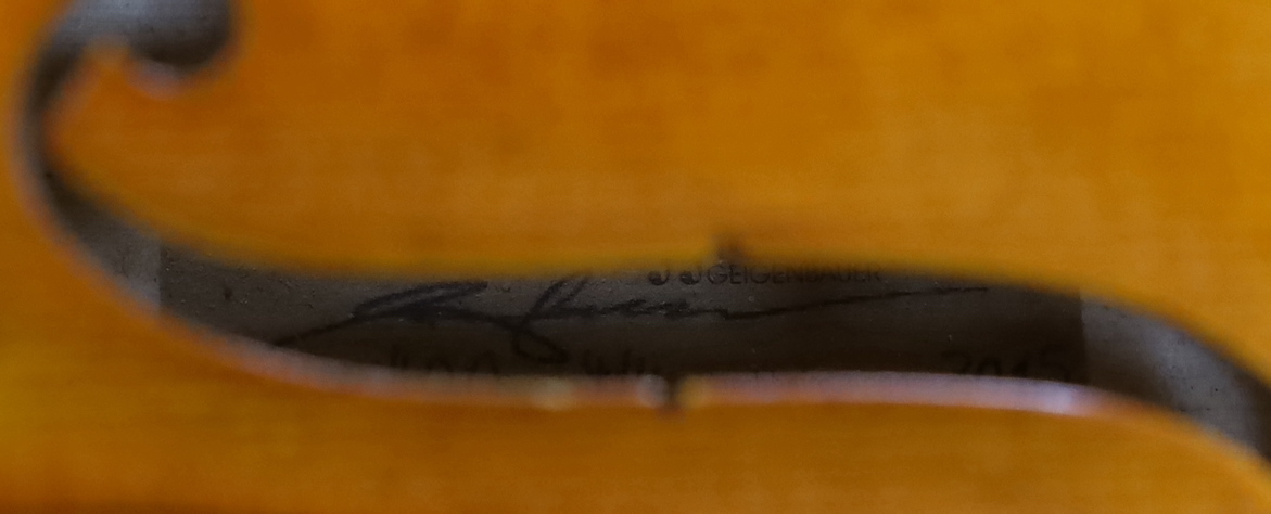 A cased German violin